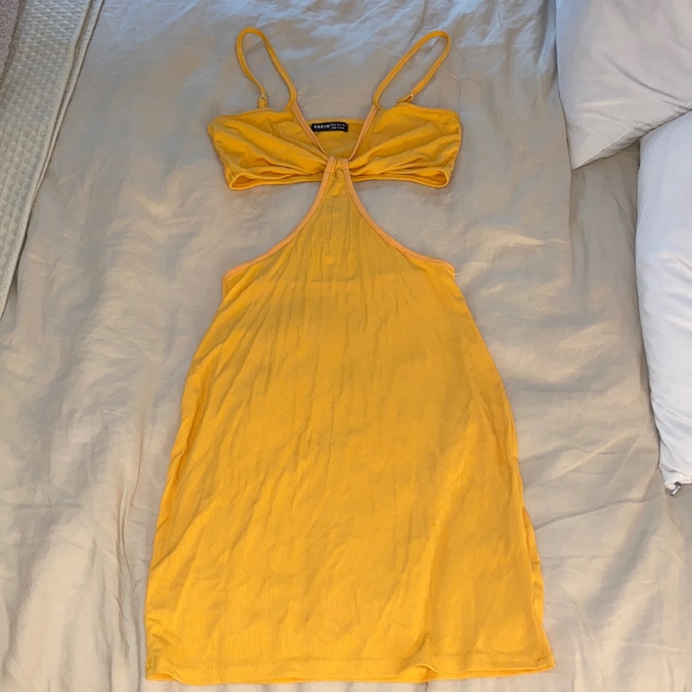 Shein Orange Cut Out Midi Dress